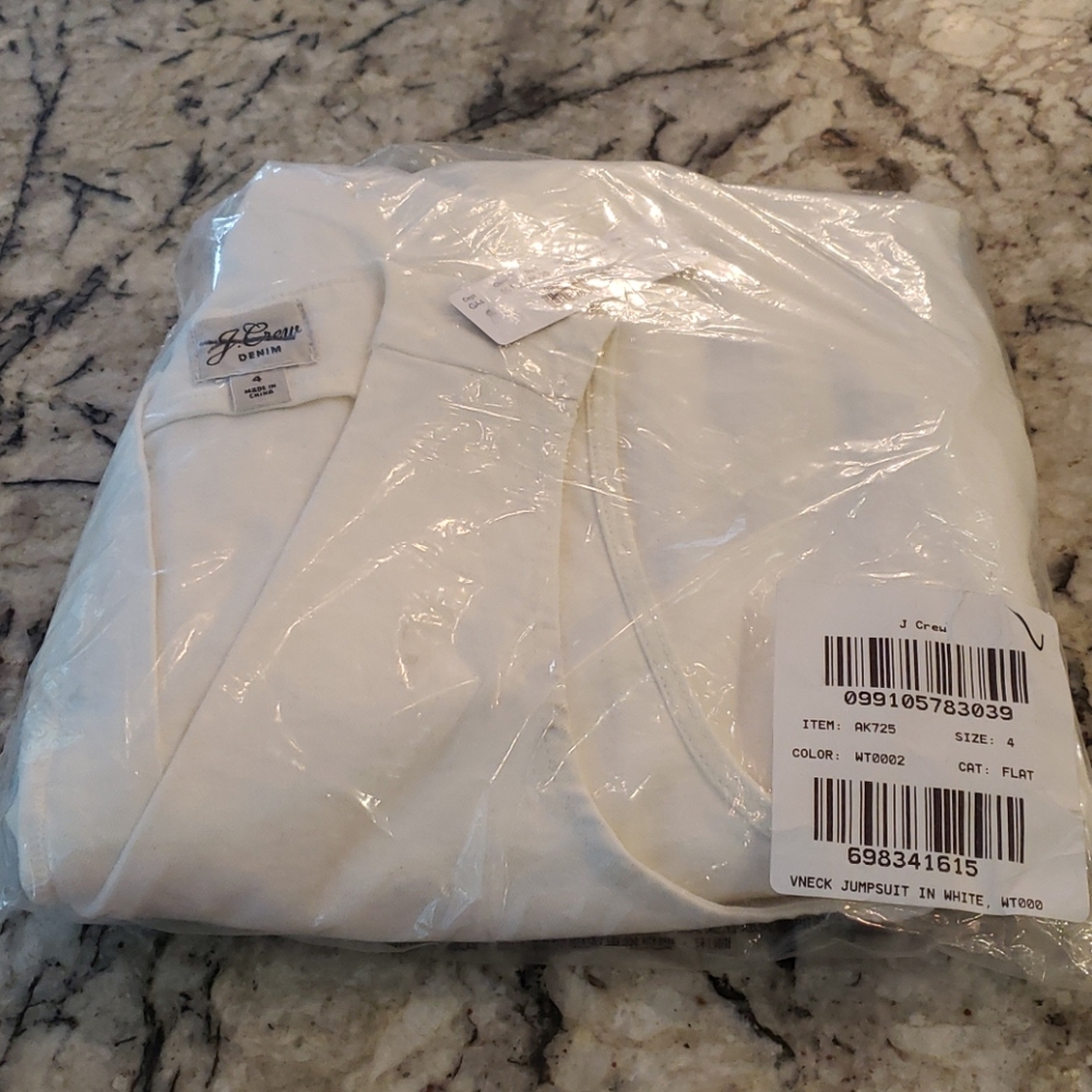 J Crew V-neck denim jumpsuit in white AK725 - Picture 5 of 6